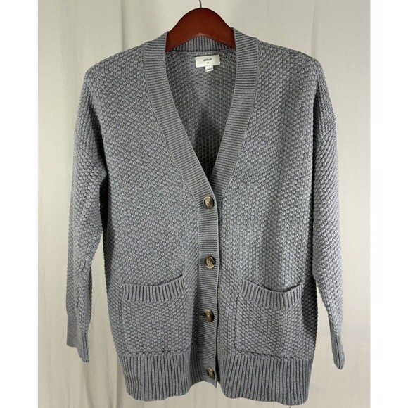 Aerie Sweaters - Aerie Long Gray Cotton Varsity Cardigan Sweater Women’s S Oversize Boyfriend